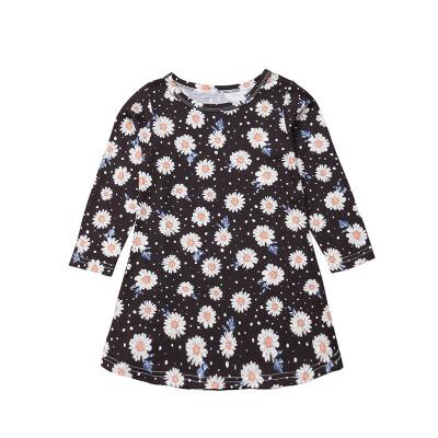 

Spring Autumn Casual Fashion Baby Girl Flower Printing Long Sleeve Cute Princess Dress