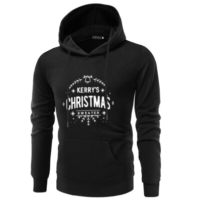 

2019 New Fashion Christmas Men Sweatshirt Snowflake And Letter Printed Hoodie Hooded Long Sleeve Sweatshirt For Men