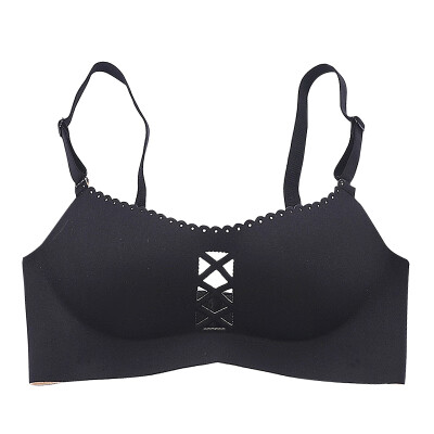 

Women Lace Front Buckle Cross Underwear 34 Cup Beauty Back Small Chest Gathered Shell Cup Triangle Cup No Steel Ring Set Bra