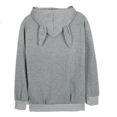 

EFINNY Fashion Women Rabbit Ear Hooded Hoodies Solid Long Loose Pullovers