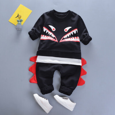 

Autumn Baby Boys Two Pieces Sets Clothes Children Clothing Cartoon Print Outfits Set Kids Boys Warm SweatshirtTrousers Pants