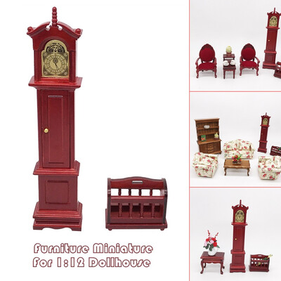 

YIWULA112 Dollhouse Furniture Miniature Wooden Clock Living Room Pretend Play Toy