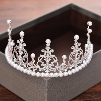 

Pearl Crown Cake Topper Metal Baby Hair Accessories Wedding Party Decor Gift