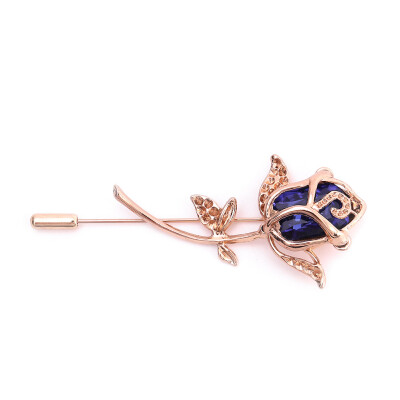 

1PC Rose Flower Brooch Pin Rhinestone Alloy Gold Brooches Birthday Gift Garment Accessories Men Women Brooches For Wedding