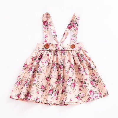 

Dress For Girls Baby Clothes Wild Strap Printed Flower Bow Detachable Strap Button Baby Girl Clothes Baby Girl Dress