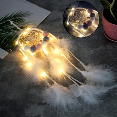 

LED Flying Wind Chimes Dream Catcher Handmade Gifts String Light Feather Pendant Creative Hollow Wind Chimes Wall Hanging