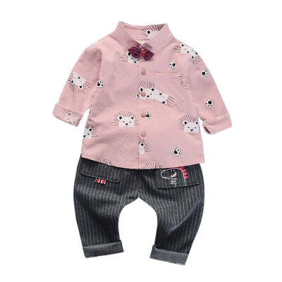 

Baby Boy Clothes 2Pcs Cotton Fashion Plaid Print Long Sleeve Shirt Blouse Denim Trousers Casual Outfits Clothes