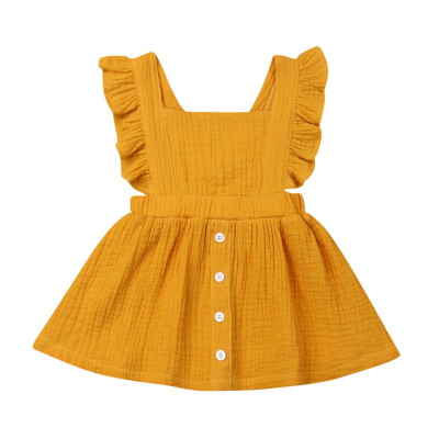 

Summer Casual Baby Girls Flare Sleeve Cute Solid Print Dress Kids Toddler Princess Pageant Dress