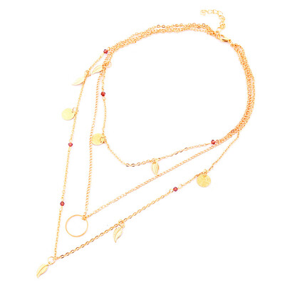 

New Jewelry Leaves Three Layer Combination Necklace