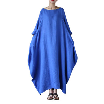 

2018 Long Dress Round Neck Half Sleeve Large Dress Casual Elegant Women Loose Dresses