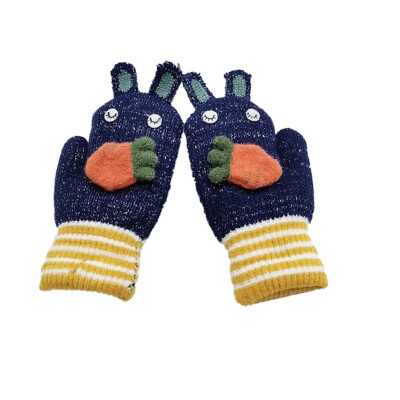 

Baby Gloves Winter Cute Cartoon Knit Wool Newborn Mittens Velvet Thick Childrens Kids Keep Finger Warm