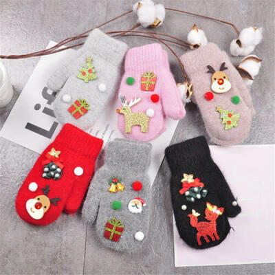 

Childrens Boys Girls Plain Fleece Mittens Kids Baby Toddler Gloves Winter Warm
