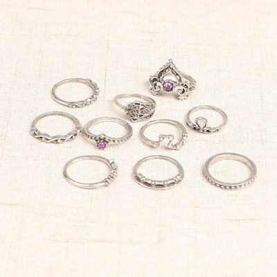 

Women Punk Vintage Knuckle Rings Tribal Ethnic Hippie Stone Joint Ring Jewelry Set Gift