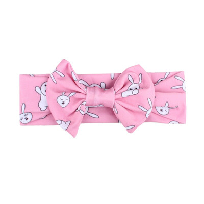 

New Europe America Baby Cartoon Print Milk Silk Headband Baby Girls Bow Headwear Hair Accessories 0-6Y