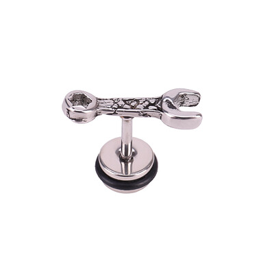 

1PC Stainless Steel Wrench Tool Ear Stud Earrings Men Women Piercing Jewelry