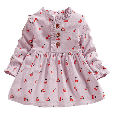 

Girls Dress Spring Autumn Girls Clothing Children\s Princess Cherry Print Dress Baby Girls Dress 2019 New Fashion