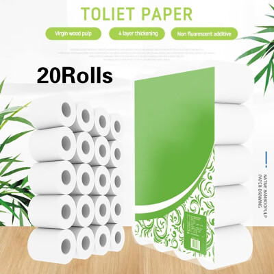 

20 Rolls Home Roll Paper 4-Layer Reel Paper Native Wood Pulp Paper Towel Household Health Toilet Paper