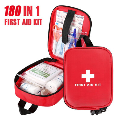 

100180 PCS First Aid Kit Bag Outdoor Emergency Survival for Home Office Car Boat Camping Hiking Travel Adventures
