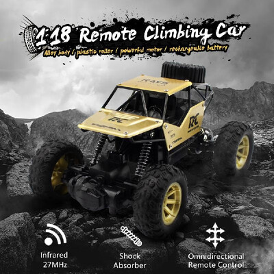 

RC Car 118 Alloy Car Crawler Climbing Car Off Road Car Rubber Tires Rechargeable Battery Toy for Kids Gift Gold