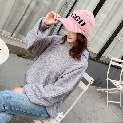 

Empty top woolen hat childrens winter net red personality fashion student Korean version versatile letter new knitting cap