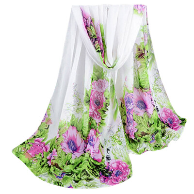 

Gobestart Fashion Lady Women Peony Prints Shawl Chiffon Scarf
