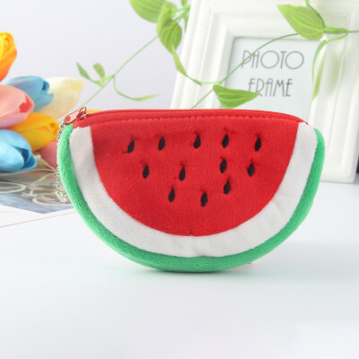 

Watermelon Fruit Zipper Embroidery Cartoon Plush Coin Bag Colorful Cute A Gift For Children Baby Plush Toys