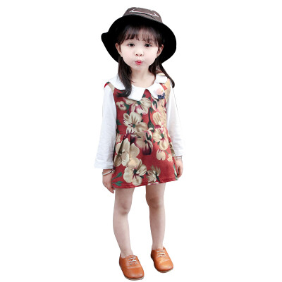 

Kids Clothes Set Girl Long Sleeve T-Shirt TopFloral Dress 2PCS Baby Clothes Set Autumn