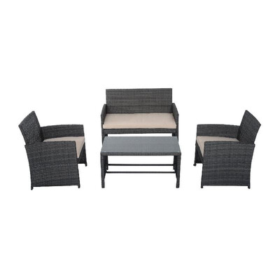 

4-Piece Cushioned Outdoor Rattan Wicker Chair&Loveseat Furniture Set