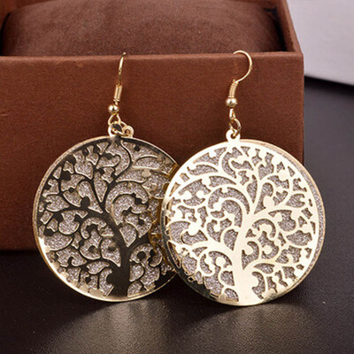 

Earring Popular Life Tree Scrub Disc Earring Scrub Life Alloy Hot Individual Handmade Disc&Tree Earring