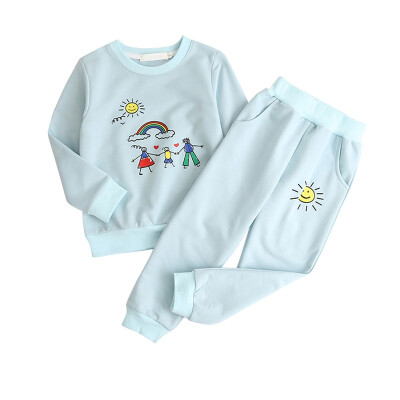 

Autumn Pajama Set Printed Graffiti Sweater Pajamas Shirt Pants Fashion Baby Girl Clothes Set 2T-7TChildren Clothing Set