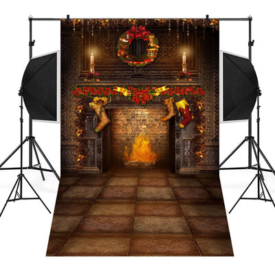 

Toponeto Christmas Backdrops Vinyl 3x5FT Fireplace Background Photography Studio