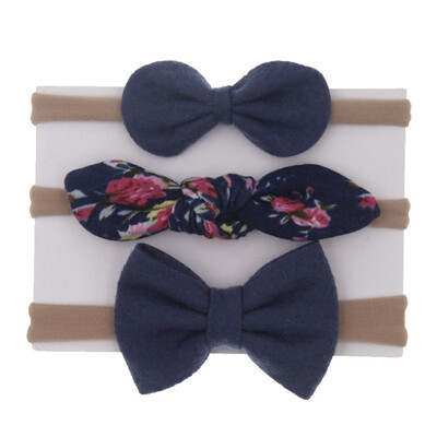 

3Pcs Cute Rabbit Ear Baby Headband Neonata Bow Flower Elastic Haarband Baby Girls Headbands Children Turban Hair Accessories Set