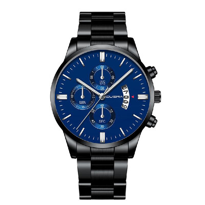 

CUENA Men Stainless Steel Band Quartz Watch Fashion Simple Calendar Big Dial Wrist Watch