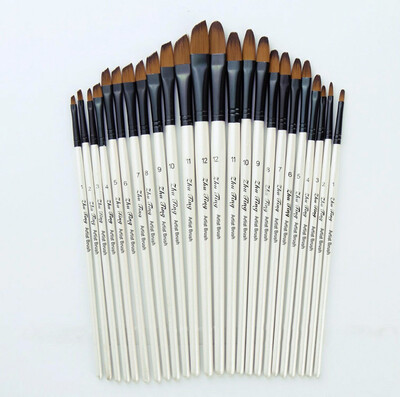 

Siaonvr 12 Artist Watercolor Painting Brushes Brush Oil Acrylic Flat&Tip Paint Kit