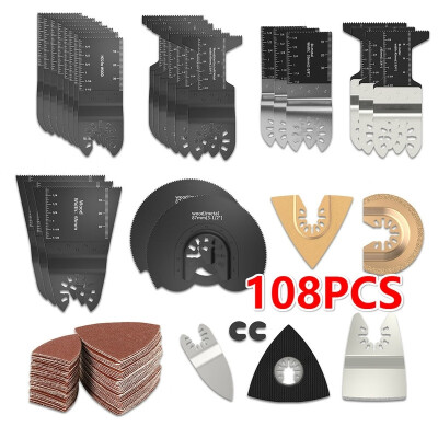 

100108pcs Oscillating Multitool Accessories High Carbon Steel Mix Saw Blades Multi Tool Kits for Metal Wood&Plastic Cutting