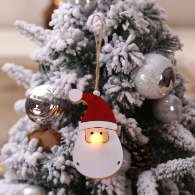 

Gobestart Christmas Glowing Wooden Pendant Christmas Tree Ornament