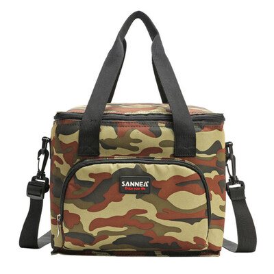 

Portable Flower Wave Printed Box Tote Food Pouch Lunch Picnic Bento Handle Bag