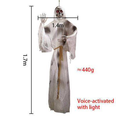 

2019 New arrived Light up Eyes Hanging Black Face Ghost Haunted House Escape Horror props Halloween Decorations
