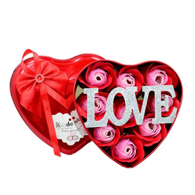 

Heart-Shaped Rose Soap Flower Romantic Valentines Day Petal Rose Flower Soap Wedding Decoration with Gift Box