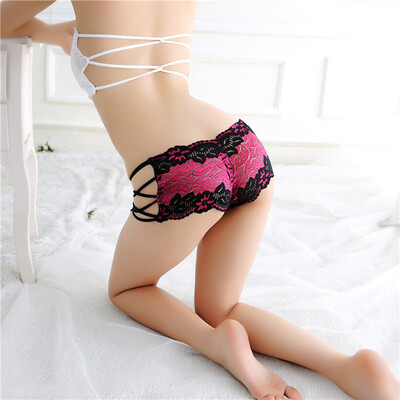

1 Pc Women Summer Perspective Sexy Lingerie Strap Panties Lace-up Plus Size Low Waist Underwear Home Clothes