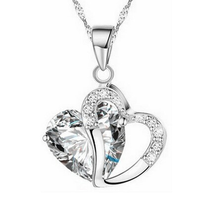 

Fashion Women Heart Crystal Rhinestone Alloy Chain Pendant Necklace Jewelry