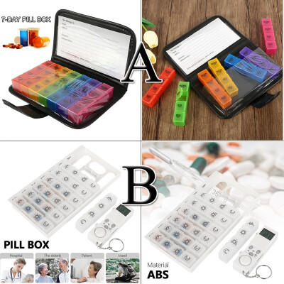 

Portable Travel Pill Case Small Travel Pill Organisers&Supplement Container with LED Timer Reminder