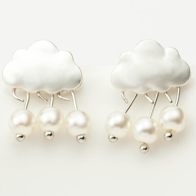 

Stylish And Refined Women Asian GoldSilver Color Imitated Pearl Clouds Raindrop Stud Earrings Gift For Girl