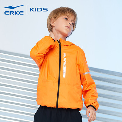 

Hongxing Erke ERKE childrens clothing jacket boy hooded jacket sports jacket windbreaker wild windproof jacket 63219108063 ice orange 130