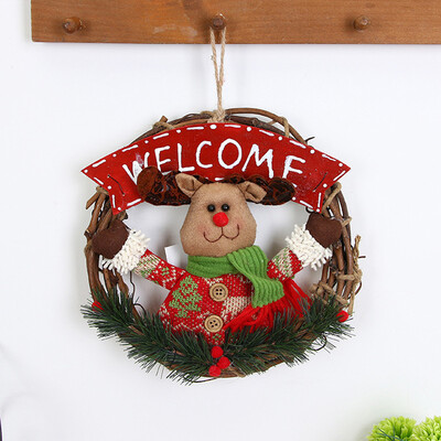 

〖Follure〗Merry Christmas Party Poinsettia Pine Wreath Door Wall Garland Decoration