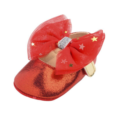 

Newborn Baby Girl Bling PU Leather Shoes Kid Moccasins First Walkers Crown Bow Soft Soled Non-slip Footwear Crib Shoes