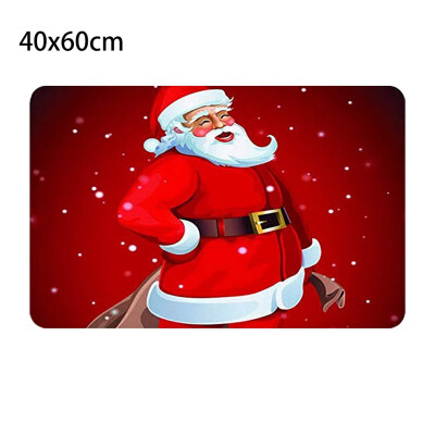 

JPGIF Christmas Print Doormat Xmas Kitchen Bathroom Anti-Slip Floor Mat Carpet Foot Pad Rug