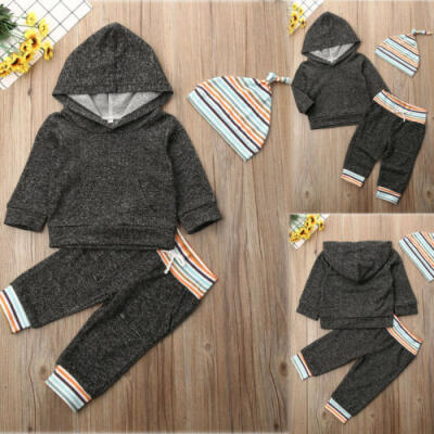 

Newborn Baby Boy Girls Hooded T-shirt Tops Long Pants Outfits Clothes US