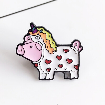 

Creative cartoon Pig who wants to be a unicorn Womens brooches Enamel pins Color brooch For women Coat collar badge jewelry