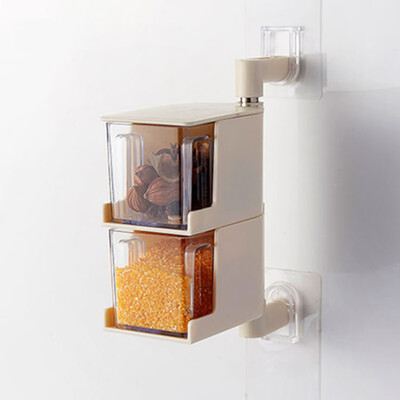 

Seasoning Boxes Kitchen Condiment Box Spice Storage Jar Wall Hanging Rotating